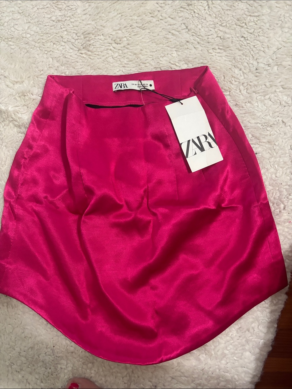 ZARA Vibrant Pink Satin Mini Skirt